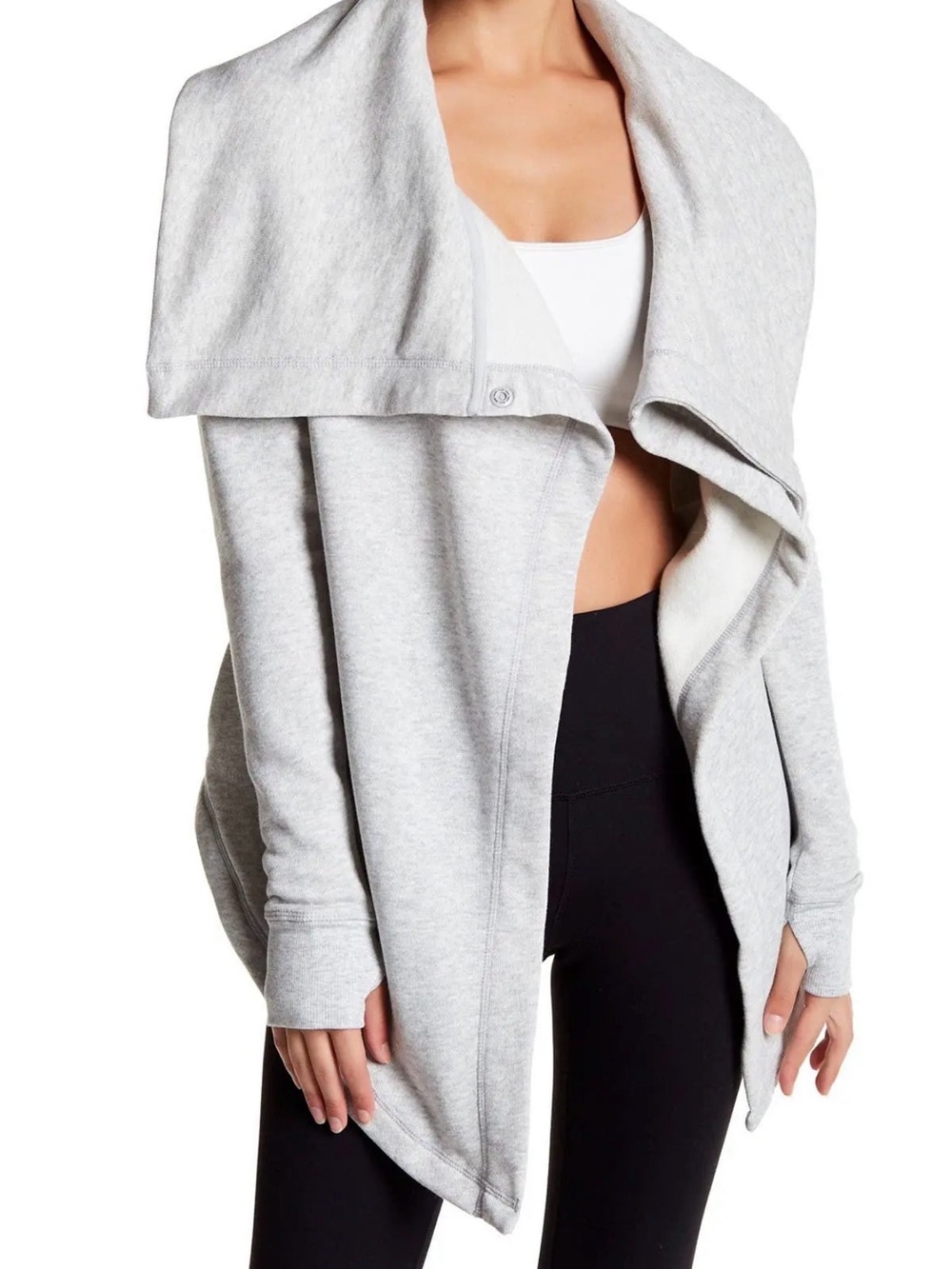 Zella Amazing Cozy Wrap Hooded Fleece Jacket Gray Medium